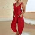 thumbnail image 2 of B91xZ Combinaisons Décontractées Sans Manches pour Femmes une-Pièce Bretelles Réglables Pantalons Chauds Décontractés, Rouge TTG, 2 of 5