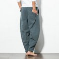 thumbnail image 3 of Pantalon de Lin Décontracté Décontracté Léger à Taille Élastique pour Hommes, 3 of 6