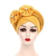 thumbnail image 1 of Fashion Women Beading Braid Hat Muslim Ruffle Cancer Wrap Cap Sleep Caps Satin Lined Hair Bonnets, 1 of 2