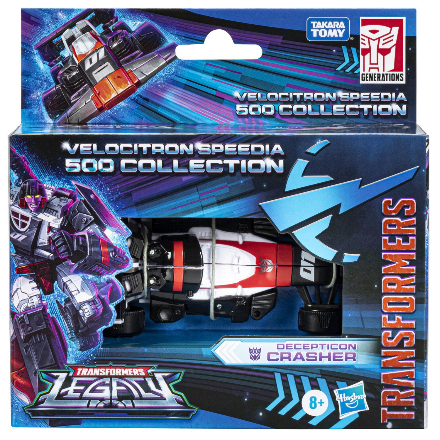 Transformers Generations Legacy Velocitron Speedia 500 Collection, Decepticon Crasher classe Deluxe de 14 cm, dès 8 ans