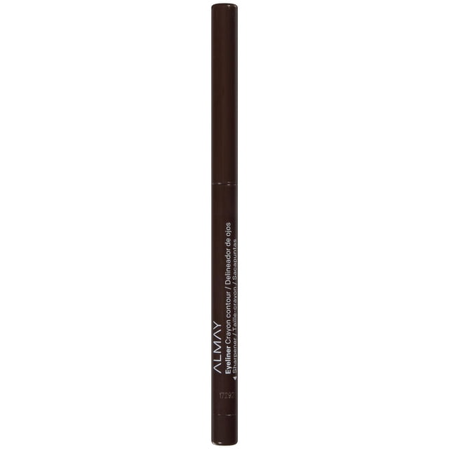 Almay Liquid Eyeliner, oil free and water resistant pencil eyeliner in dark brown with built-in sharpener for precise, smudge-proof lines, hypoallergenic and ophthalmologist tested for long-lasting eye definition.