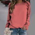 thumbnail image 2 of Yuyuzo 2023 Automne Chandail Sportif Uni pour Femme Décontracté Ample à Col Rond Raglan à Manches Longues Chandail Tunique Hauts Rouge Melon D\'eau A1, 2 of 5