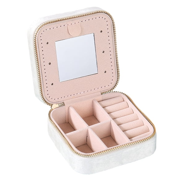 Boîte à Bijoux de Voyage, Mini Étui à Bijoux de Voyage, Petite Boîte Organisatrice de Bijoux de Voyage Portable avec Miroir pour Femmes Filles, 3 Couches, 10*10*5 cm