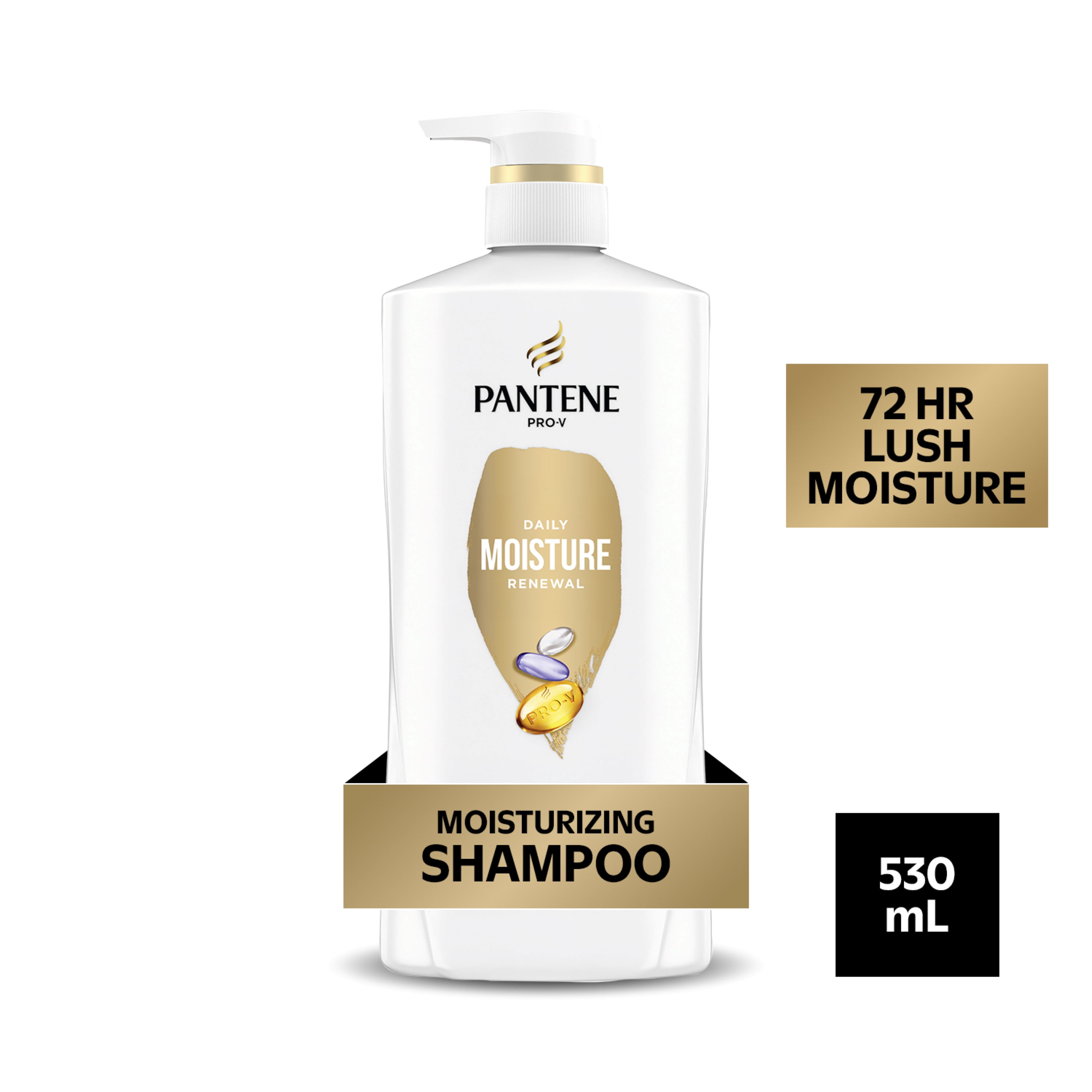 Pantene Moisturizing Shampoo, Daily Moisture Renewal, Repleneshishes Dry Damaged Hair, Pro-Vitamin B5, 530 mL