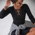 thumbnail image 3 of IROINID Rabais Womens Chemises à Manches Longues Col en V Automne Blouse Ample chandail-Over Tops Blouses, Noir, 3 of 8