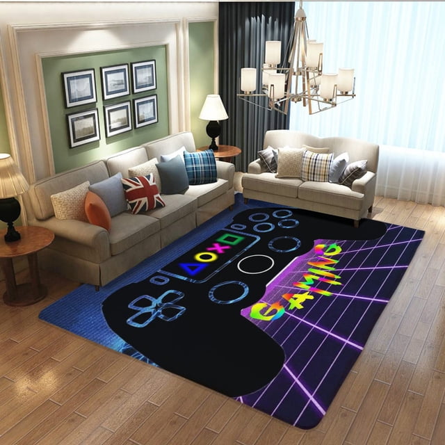 Teen Boys Carpets Printed Gamepad Living Room Mat Gamer Bedroom Area Rugs Controller Player Home Decor Non-Slip Crystal Sofa Floor 60*120cm