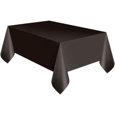 Unique Industries Black Solid Rectangular Plastic Tablecloths, 54" x 108" - 3ct