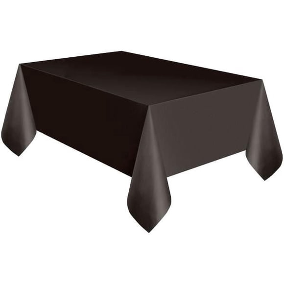 Unique Industries Black Solid Rectangular Plastic Tablecloths, 54" x 108" - 3ct
