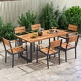 thumbnail image 2 of Gymax 7 Piece Patio Dining Set 69'' Rectangle Table w/ 6 Stackable Chairs, 2 of 10