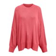 thumbnail image 4 of WUANDIXFA Chandails à Col Roulé pour Femmes Chandails pour Femmes à Manches Longues Fente Latérale Col Rond Chandails Molletonnés à Enfiler Hauts de Mode pour Femmes Vêtements Corset Vêtements d'Extérieur Rouge Melon D\'eau,L, 4 of 5