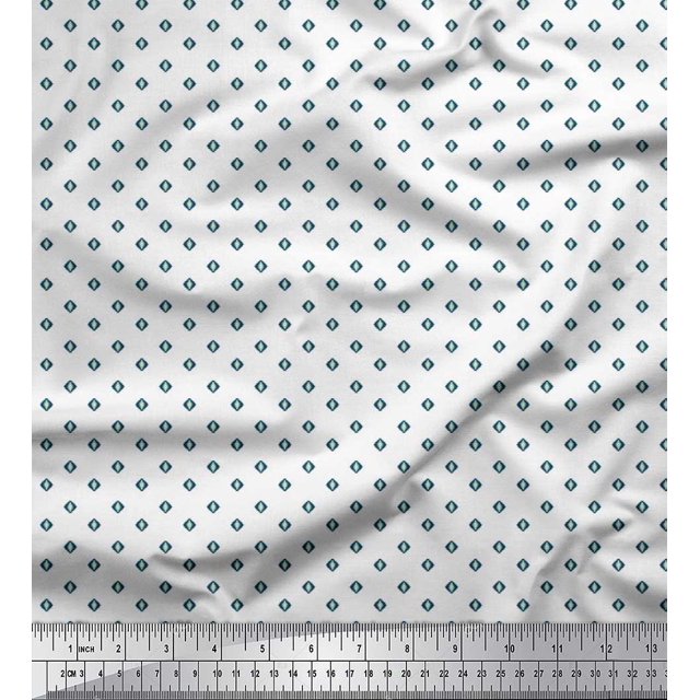 Soimoi Crepe Silk Fabric Geometric Small Print Fabric by The Yard 42 Inch Wide