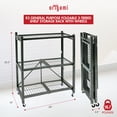 thumbnail image 2 of Origami R3 Foldable 3-Tiered Shelf Storage Rack & Wheels, Pewter (6 Pack), 2 of 6