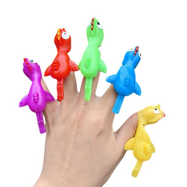 10 Jouets Catapulte Poulet En Caoutchouc – Étirable, Volant, Rigolo – Anti-stress, Fête, Enfants – TPR Sûr