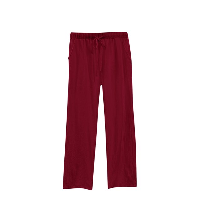 Timegard Plus Size Pants for Women Elastic Waist Drawstring Straight Leg Lounge Pants with Pockets