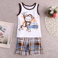 thumbnail image 2 of EYIIYE Ensemble Été 2 Pcs pour Bébés Garçons T-Shirt Imprimé Monkey + Shorts, 2 of 6