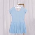 thumbnail image 3 of Robe à Manches Courtes Col Rond, Mode Enfant Été Solide Nœud Collants Filles Danse Bouton Doux Combinaison Mignonne, 3 of 8