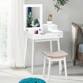 thumbnail image 3 of Costway Vanity Dressing Table Set Flip Mirror Desk Furniture Stool W/ 2 Drawer White, 3 of 10