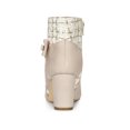 thumbnail image 2 of BLISSFUL STEP Women's Pointed Toe Plaid Block Heels Ankle Boots Beige 6, 2 of 7