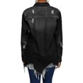 thumbnail image 3 of Women Jean Jacket Long Sleeve Classic Distressed Butterfly Denim Overized Shirt Outwear, 3 of 3