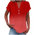 thumbnail image 1 of fatyb Womens Printed V Neck Tops Short Sleeve Button V Neck Tshirts Lightweight Summer Beach Blouses, 1 of 5