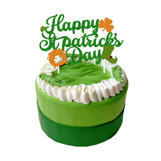 Oleegame 1PC St. Patricks's Day Decorative Pullover Irish Birthday Party Cake Insert Green