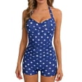 FRSASU One Piece Swimsuit Polka Dot Printed Tummy Control Criss Cross — free download
