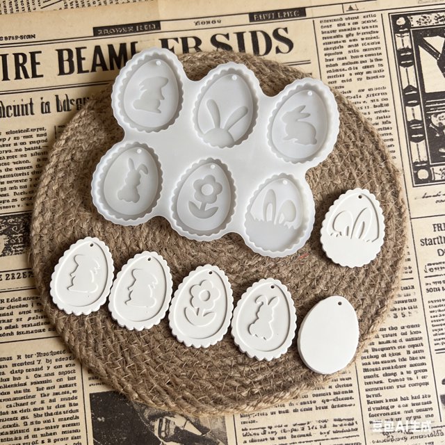 BotaniNest Cavities Silicone Mould Easter Silicone Moulds Casting Moulds Easter For Rabbits Pendant Epoxy Resin Casting Mould Rabbit Casting Mould Easter