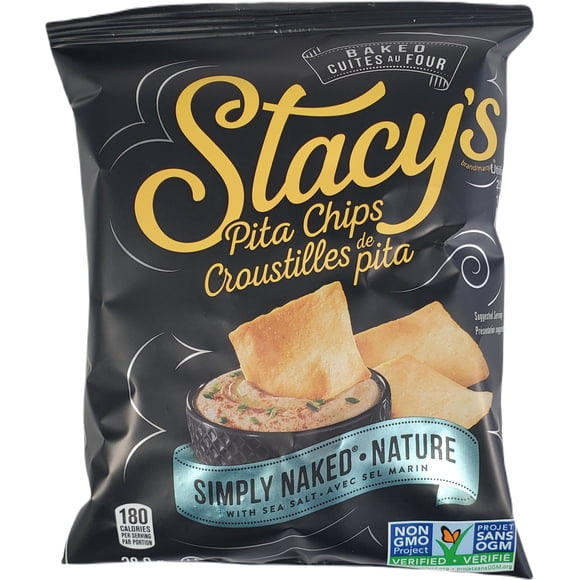 Stacy's - Pita Chips - Simply Naked - 40ct - 39g - Premium Crunchy Sea Salt Toasted Pita Chips (40ct)