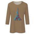 thumbnail image 4 of Pompotops T-shirt Ample Imprimé pour Femme Blouse à Manches 3/4 Col Rond Hauts Décontractés Liquidation, 4 of 4
