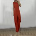 thumbnail image 2 of Ladies Summer Fashion Casual Loose Round Neck Sleeveless Solid Wide Leg Linen Suit, 2 of 6