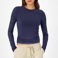 thumbnail image 2 of T-Shirts pour Femmes à Manches Longues T-Shirt à Manches Longues pour Femmes Chandail de Course Col Montant Chandails pour Femmes Col Rond Crop Top Hauts pour Femmes Spandex T-Shirt pour Dames Hauts T-Shirt Basique Uni Coton pour Femmes Long, 2 of 5