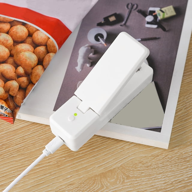 COFEST Scelleuse de Sacs Portable Mini Scelleuse de Sacs Portable Mini Scelleuse de Sacs avec Aimant Chargement USB Machine de Scellage de Sacs en Plastique Blanc