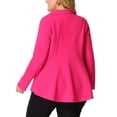 thumbnail image 3 of Agnes Orinda Women's Plus Size Blazer Button Notch Panel Ruffle Peplum Blazers 5X Hot Pink, 3 of 6
