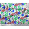 thumbnail image 3 of Soimoi Blue Silk Fabric Triangle Geometric Printed Fabric 1 Yard 42 Inch Wide, 3 of 3