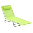thumbnail image 1 of Outsunny Chaise Longue d'Extérieur, Siège Inclinable Portable et Réglable, Chaise Longue Pliante pour Patio, Camping, Plage, Bronzage avec Oreiller, Vert, 1 of 10