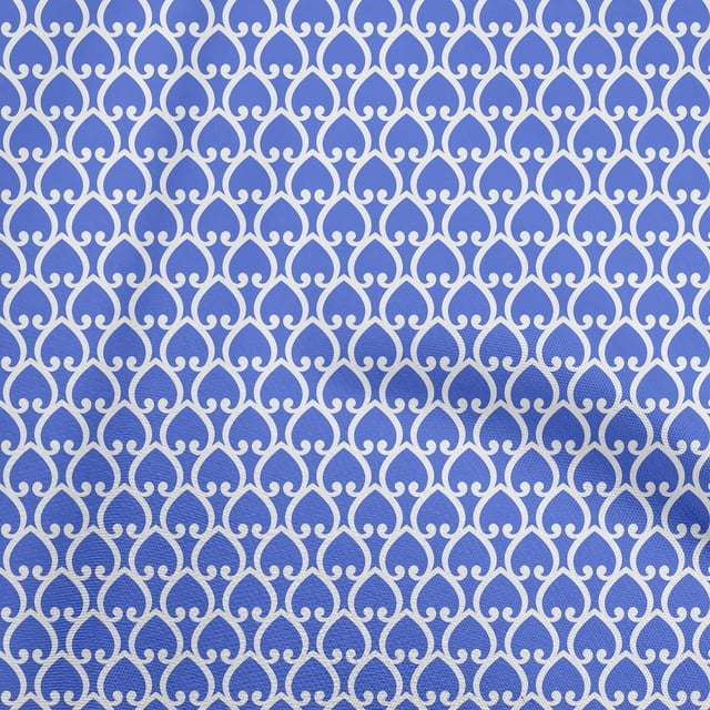 oneOone Cotton Poplin Twill Medium Blue Fabric Floral Craft Projects Decor Fabric Printed By The Yard 56 Inch Wide