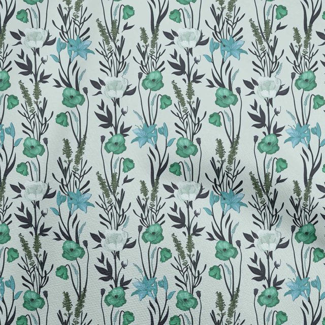oneOone Georgette Viscose Sea Green Fabric Floral Retro Craft Projects Decor Fabric Printed By The Yard 42 Inch Wide