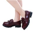 thumbnail image 2 of Mocassins à Plateforme pour Fille, à Enfiler, Chaîne, Talon Épais, Ballerines en Cuir, Bout Rond, Chaussures d'Uniforme Scolaire, Robe, Rouge, 2-3 Ans, 2 of 9