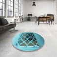 thumbnail image 4 of Ahgly Company Tapis d'Intérieur Lavable à la Machine, Carré, Transitionnel, Bleu à Losanges Bleus, Tapis de Zone, 5 Pieds Carré, 4 of 7