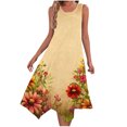 thumbnail image 2 of Ovzne Robes pour Femmes Robe Femme Dames Été Mode Imprimée Sans Manches Col Rond Décontractée Robe Débardeur Robe d'Été Imprimée Liquidation, 2 of 7