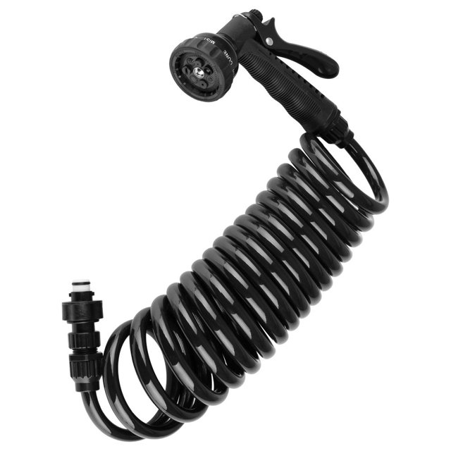 Dura Faucet DF-SA187-BK Vaporisateur Extérieur pour VR à Raccordement Rapide avec 7 Réglages de Pulvérisation et Trousse de Boyau Enroulé (Noir)