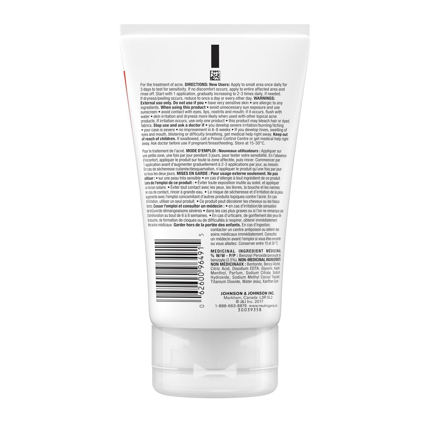 Neutrogena Rapid Clear Nettoyant pour le Visage pour Acné Tenace, Traitement de l'Acné au Peroxyde de Benzoyle Nettoyant pour le Visage