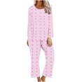 thumbnail image 1 of TIMIFIS Ensembles de Pyjama pour Femmes 2 Pcs - Pyjamas de la Journée Valentines pour Femmes - Ensembles de Pyjamas pour Dames à Manches Longues, Haut à Col Rond et Pantalon, Ensembles de Détente, 1 of 3