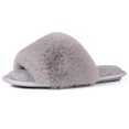 thumbnail image 2 of Women Fuzzy House Slippers Summer Open Toe Furry Slippers Fluffy Memory Foam Slippers for Women, 2 of 9