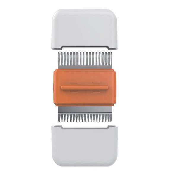 Pet Life GR5OR Zipocket 2-in-1 Underake & Stainless Steel Travel Grooming Pet Comb, Orange - One Size