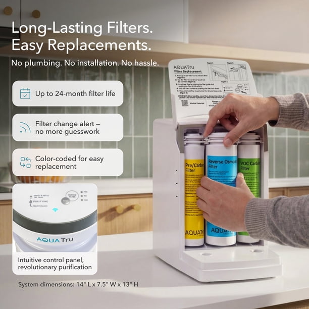 AquaTru Carafe Smart Countertop Water Purifier System with Glass