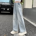 thumbnail image 4 of Girls' Straight Wide Leg Jeans | Comfy Stretch Denim Pants for Ages 5-15, 4 of 6