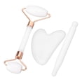 thumbnail image 1 of Outil de Massage Grattant Gua Sha, Ensemble de Rouleaux Jadestone Réduire les Poches Double Extrémité Améliorer la Circulation Soins de la Peau Élimination des Rides Manuel pour Soins Personnels Vert,Blanc, 1 of 7