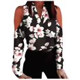thumbnail image 1 of Womens Tops Long Sleeve Womens V Neck Pullover Off the Shoulder Printing Long Sleeve Tops, 1 of 8