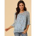thumbnail image 4 of INSPIRE CHIC Blouse Fluide en Mousseline à Volants à Manches 3/4 à Imprimé Floral pour Femme, 4 of 5